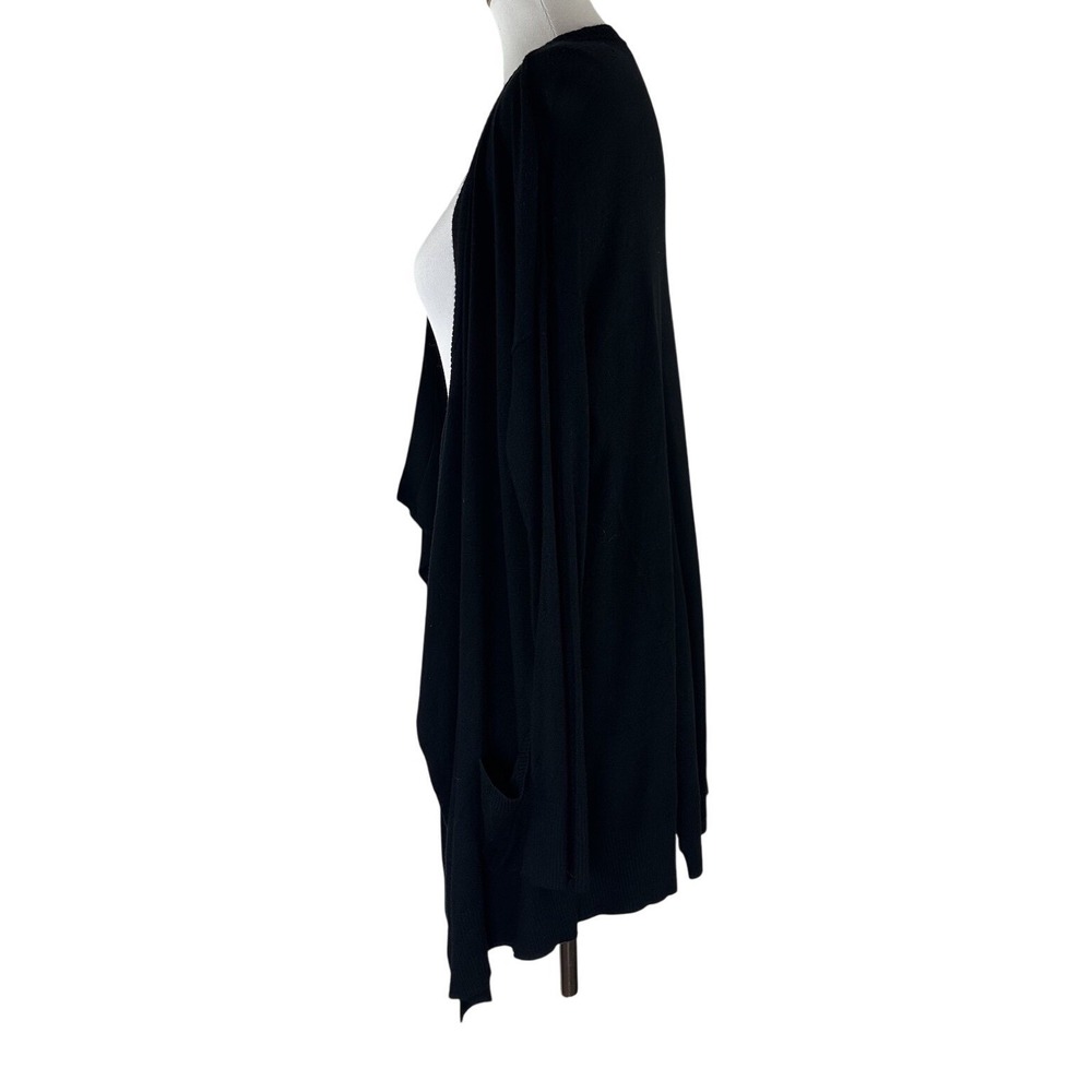 Chico's‎ Long Sleeve Open Front Waterfall Cardigan Sweater Slits Black Women's 2 - Picture 8 of 10